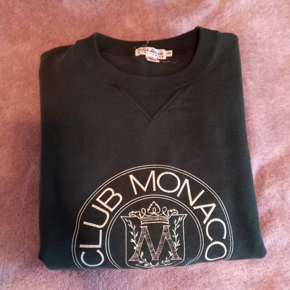 Vintage Forest Green Club Monaco Heritage Crest Sweatshirt - Size Medium - Picture 11 of 11